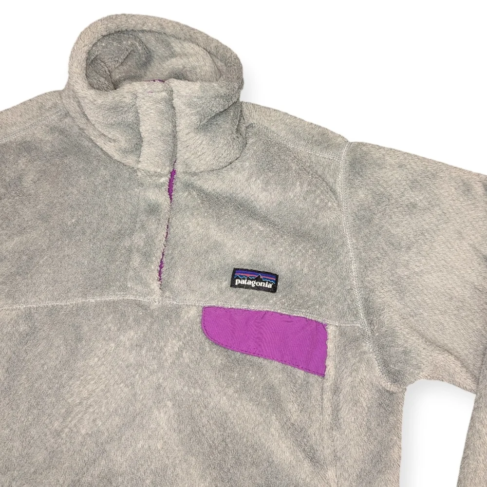 Womens Patagonia Synchilla Snap-T Fleece Pullover Jacket Grey Purple Small - Picture 4 of 9